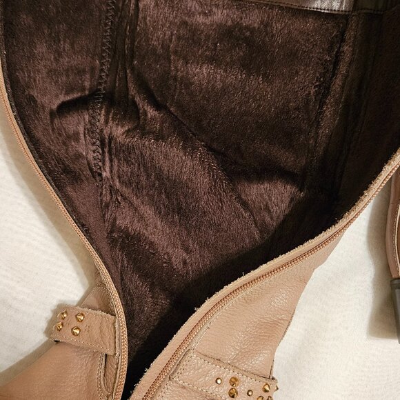 Skull Embossed Tan Leather Boots - Picture 5 of 5